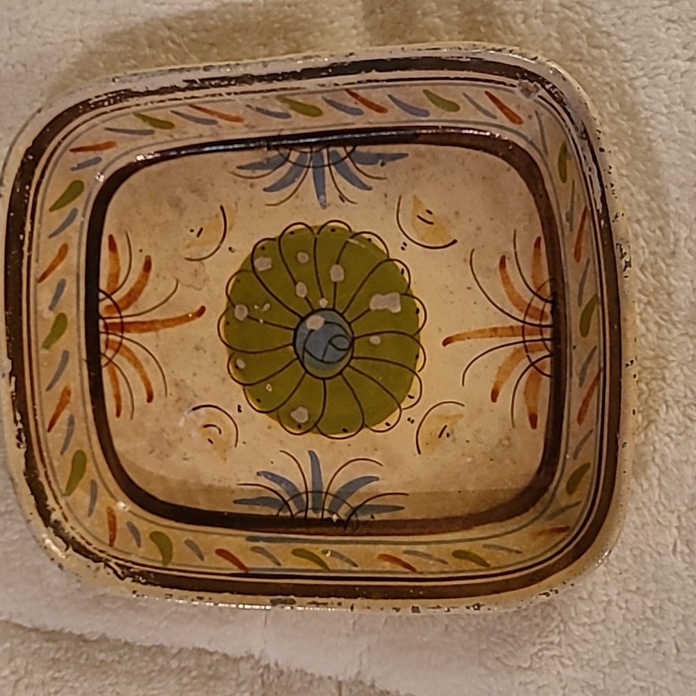 Vintage Mexican pottery rectangular serving dish